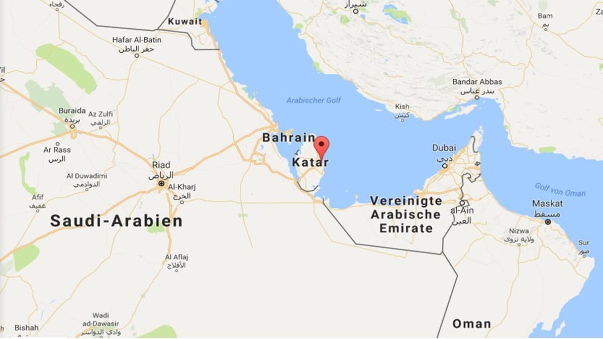 kaart van die doha qatar op die wêreld kaart