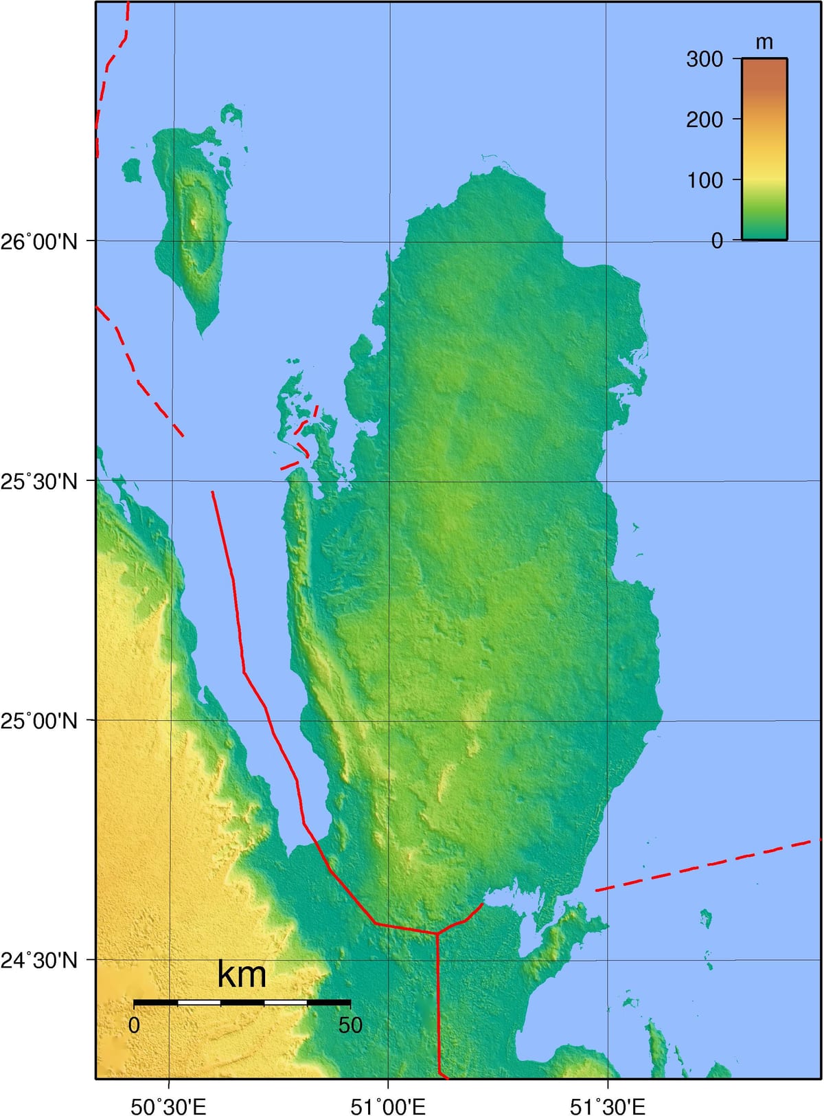 Kaart van katar geografie