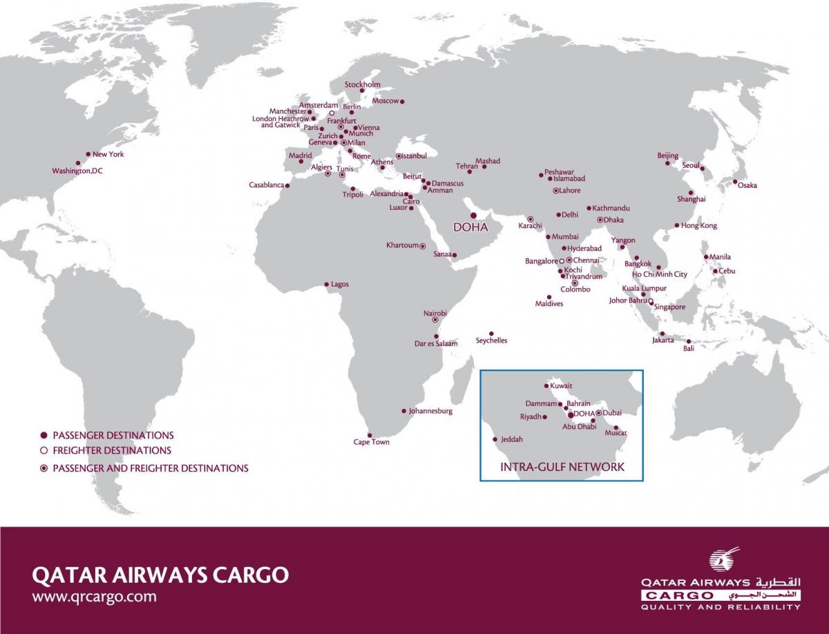 qatar airways netwerk kaart