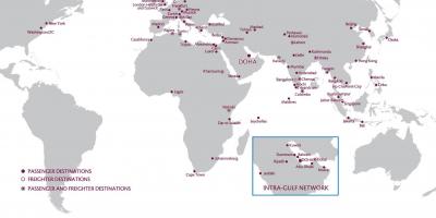 Qatar airways netwerk kaart